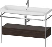 Duravit Happy D.2 Plus c-shaped Set avec console métallique et tiroir, 1175x490mm, 1 trou pour robinetterie, HP4844O69690000, Couleur: Noyer brossé Placage bois véritable