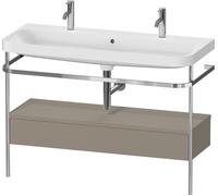 Duravit Happy D.2 Plus c-shaped Set avec console métallique et tiroir, 1175x490mm, 1 trou pour robinetterie, HP4854O92920000, Couleur: Gris pierre Vernis satiné mat Soie