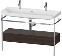 Duravit Happy D.2 Plus c-shaped Set avec console métallique et tiroir, 1175x490mm, 1 trou pour robinetterie, HP4854O69690000, Couleur: Noyer brossé Placage bois véritable