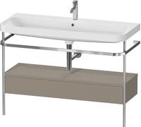 Duravit Happy D.2 Plus c-shaped Set avec console métallique et tiroir, 1175x490mm, 1 trou pour robinetterie, HP4844O92920000, Couleur: Gris pierre Vernis satiné mat Soie