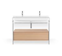 Duravit Happy D.2 Plus c-shaped Set avec console métallique et tiroir, 1175x490mm, 1 trou pour robinetterie, HP4854O71710000, Couleur: Placage chêne méditerranéen en bois véritable