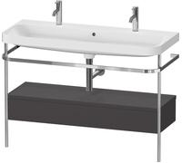 Duravit Happy D.2 Plus c-shaped Set avec console métallique et tiroir, 1175x490mm, 1 trou pour robinetterie, HP4854O80800000, Couleur: Décor graphite super mat