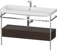 Duravit Happy D.2 Plus c-shaped Set avec console métallique et tiroir, 1175x490mm, 2 trous pour robinetterie, HP4844E69690000, Couleur: Noyer brossé Placage bois véritable