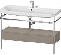 Duravit Happy D.2 Plus c-shaped Set avec console métallique et tiroir, 1175x490mm, 2 trous pour robinetterie, HP4844E92920000, Couleur: Gris pierre Vernis satiné mat Soie