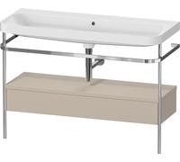 Duravit Happy D.2 Plus c-shaped Set avec console métallique et tiroir, 1175x490mm, sans trou pour robinetterie, HP4844N60600000, Couleur: Laque mate taupe soie