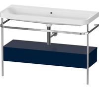 Duravit Happy D.2 Plus c-shaped Set avec console métallique et tiroir, 1175x490mm, sans trou pour robinetterie, HP4844N98980000, Couleur: Laque mat soyeuse bleu nuit