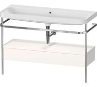 Duravit Happy D.2 Plus c-shaped Set avec console métallique et tiroir, 1175x490mm, sans trou pour robinetterie, HP4844N22220000, Couleur: Décor blanc brillant
