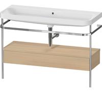 Duravit Happy D.2 Plus c-shaped Set avec console métallique et tiroir, 1175x490mm, sans trou pour robinetterie, HP4844N71710000, Couleur: Placage chêne méditerranéen en bois véritable