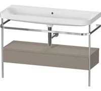 Duravit Happy D.2 Plus c-shaped Set avec console métallique et tiroir, 1175x490mm, sans trou pour robinetterie, HP4844N92920000, Couleur: Gris pierre Vernis satiné mat Soie