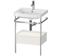 Duravit Happy D.2 Plus c-shaped Set avec console métallique et tiroir, 575x490mm, 1 trou pour robinetterie, HP4840O3939, Couleur: Laque mate en soie Nordic White