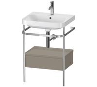 Duravit Happy D.2 Plus c-shaped Set avec console métallique et tiroir, 575x490mm, 1 trou pour robinetterie, HP4840O9292, Couleur: Gris pierre Vernis satiné mat Soie