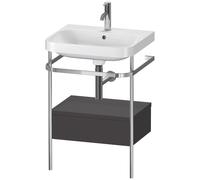 Duravit Happy D.2 Plus combinaison lavabo pour meuble HP4840O8080 57,5 x 49 cm, trou pour robinetterie 2000 , graphite super mat, avec console en métal