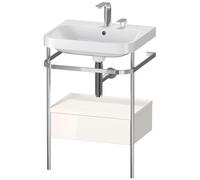 Duravit Happy D.2 Plus c-shaped Set avec console métallique et tiroir, 575x490mm, 2 trous pour robinetterie, HP4840E2222, Couleur: Décor blanc brillant