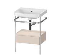 Duravit Happy D.2 Plus c-shaped Set avec console métallique et tiroir, 575x490mm, sans trou pour robinetterie, HP4840N8383, Couleur: Décor taupe super mat