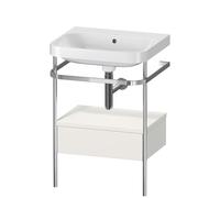 Duravit Happy D.2 Plus c-shaped Set avec console métallique et tiroir, 575x490mm, sans trou pour robinetterie, HP4840N3939, Couleur: Laque mate en soie Nordic White