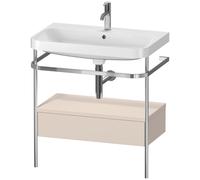 Duravit Happy D.2 Plus c-shaped Set avec console métallique et tiroir, 775x490mm, 1 trou pour robinetterie, HP4842O8383, Couleur: Décor taupe super mat