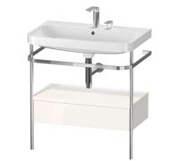 Duravit Happy D.2 Plus c-shaped Set avec console métallique et tiroir, 775x490mm, 2 trous pour robinetterie, HP4842E2222, Couleur: Décor blanc brillant