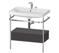 Duravit Lavabo Happy D.2 Plus HP4842E8080, 77,5×49 cm, 2 trous, graphite super mat, console métal