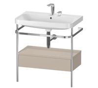 Duravit Happy D.2 Plus c-shaped Set avec console métallique et tiroir, 775x490mm, 2 trous pour robinetterie, HP4842E6060, Couleur: Laque mate taupe soie