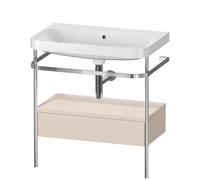 Duravit Happy D.2 Plus c-shaped Set avec console métallique et tiroir, 775x490mm, sans trou pour robinetterie, HP4842N8383, Couleur: Décor taupe super mat