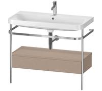 Duravit Happy D.2 Plus c-shaped Set avec console métallique et tiroir, 975x490mm, 1 trou pour robinetterie, HP4843O7575, Couleur: Décor en lin