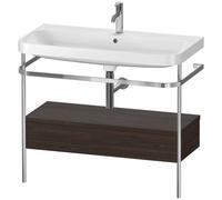 Duravit Happy D.2 Plus c-shaped Set avec console métallique et tiroir, 975x490mm, 1 trou pour robinetterie, HP4843O6969, Couleur: Noyer brossé Placage bois véritable