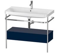 Duravit Happy D.2 Plus c-shaped Set avec console métallique et tiroir, 975x490mm, 1 trou pour robinetterie, HP4843O9898, Couleur: Laque mat soyeuse bleu nuit