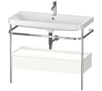 Duravit Happy D.2 Plus c-shaped Set avec console métallique et tiroir, 975x490mm, 1 trou pour robinetterie, HP4843O8484, Couleur: Blanc super mat Décor