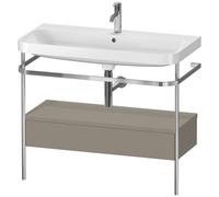 Duravit Happy D.2 Plus c-shaped Set avec console métallique et tiroir, 975x490mm, 1 trou pour robinetterie, HP4843O9292, Couleur: Gris pierre Vernis satiné mat Soie