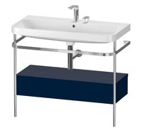 Duravit Happy D.2 Plus c-shaped Set avec console métallique et tiroir, 975x490mm, 2 trous pour robinetterie, HP4843E9898, Couleur: Laque mat soyeuse bleu nuit
