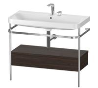 Duravit Happy D.2 Plus c-shaped Set avec console métallique et tiroir, 975x490mm, 2 trous pour robinetterie, HP4843E6969, Couleur: Noyer brossé Placage bois véritable