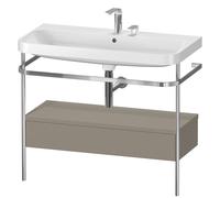 Duravit Happy D.2 Plus c-shaped Set avec console métallique et tiroir, 975x490mm, 2 trous pour robinetterie, HP4843E9292, Couleur: Gris pierre Vernis satiné mat Soie