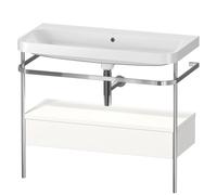 Duravit Happy D.2 Plus c-shaped Set avec console métallique et tiroir, 975x490mm, sans trou pour robinetterie, HP4843N8484, Couleur: Blanc super mat Décor