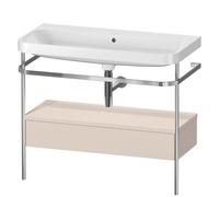 Duravit Happy D.2 Plus c-shaped Set avec console métallique et tiroir, 975x490mm, sans trou pour robinetterie, HP4843N8383, Couleur: Décor taupe super mat