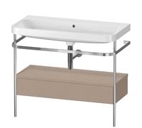 Duravit Happy D.2 Plus c-shaped Set avec console métallique et tiroir, 975x490mm, sans trou pour robinetterie, HP4843N7575, Couleur: Décor en lin