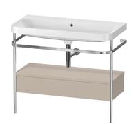 Duravit Happy D.2 Plus c-shaped Set avec console métallique et tiroir, 975x490mm, sans trou pour robinetterie, HP4843N6060, Couleur: Laque mate taupe soie