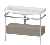 Duravit Happy D.2 Plus c-shaped Set avec console métallique et tiroir, 975x490mm, sans trou pour robinetterie, HP4843N9292, Couleur: Gris pierre Vernis satiné mat Soie