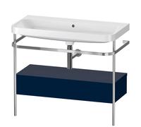 Duravit Happy D.2 Plus c-shaped Set avec console métallique et tiroir, 975x490mm, sans trou pour robinetterie, HP4843N9898, Couleur: Laque mat soyeuse bleu nuit