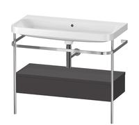 Duravit Happy D.2 Plus c-shaped Set avec console métallique et tiroir, 975x490mm, sans trou pour robinetterie, HP4843N8080, Couleur: Décor graphite super mat