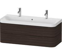 Duravit Happy D.2 Plus c-shaped Set suspendu, 1175x490mm, 2 tiroirs, 1 trou de robinetterie, HP4379O69690000, Couleur: Noyer brossé Placage bois véritable