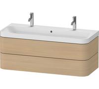 Duravit Happy D.2 Plus c-shaped Set suspendu, 1175x490mm, 2 tiroirs, 1 trou de robinetterie, HP4379O71710000, Couleur: Placage chêne méditerranéen en bois véritable