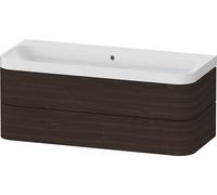Duravit Happy D.2 Plus c-shaped Set suspendu, 1175x490mm, 2 tiroirs, sans trou pour robinetterie, HP4349N69690000, Couleur: Noyer brossé Placage bois véritable