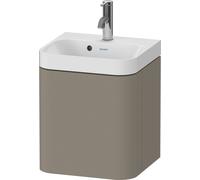 Duravit Happy D.2 Plus c-shaped Set suspendu, 400x360mm, 1 porte, charnières à droite, 1 trou de robinetterie, HP4344O92920000, Couleur: Gris pierre Vernis satiné mat Soie