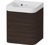 Duravit Happy D.2 Plus c-shaped Set suspendu, 400x360mm, 1 porte, charnières à gauche, sans trou pour robinetterie, HP4340N69690000, Couleur: Noyer brossé Placage bois véritable
