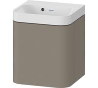 Duravit Happy D.2 Plus c-shaped Set suspendu, 400x360mm, 1 porte, charnières à gauche, sans trou pour robinetterie, HP4340N92920000, Couleur: Gris pierre Vernis satiné mat Soie