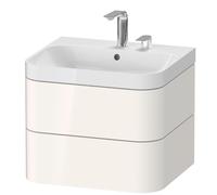 Duravit Vasque à poser Happy D.2 Plus HP4345E2222 – 57,5×49 cm, 2 trous, blanc brillant, 2 tiroirs