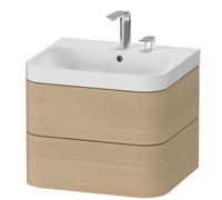 Duravit Happy D.2 Plus c-shaped Set suspendu, 575x490mm, 2 tiroirs, 2 trous pour robinetterie, HP4345E7171, Couleur: Placage chêne méditerranéen en bois véritable