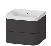 Duravit Lavabo Happy D.2 Plus HP4345N8080 57,5 x 49 cm, graphite super mat, sans trou, 2 tiroirs