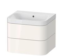 Duravit Vasque à poser Happy D.2 Plus HP4345N2222 57,5 x 49 cm sans trou, blanc brillant, 2 tiroirs