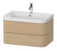Duravit Happy D.2 Plus c-shaped Set suspendu,775x490mm, 2 tiroirs, 1 trou pour robinetterie, HP4347O7171, Couleur: Placage chêne méditerranéen en bois véritable
